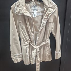 Beige Women's Lightweight Anorak Jacket with Belt